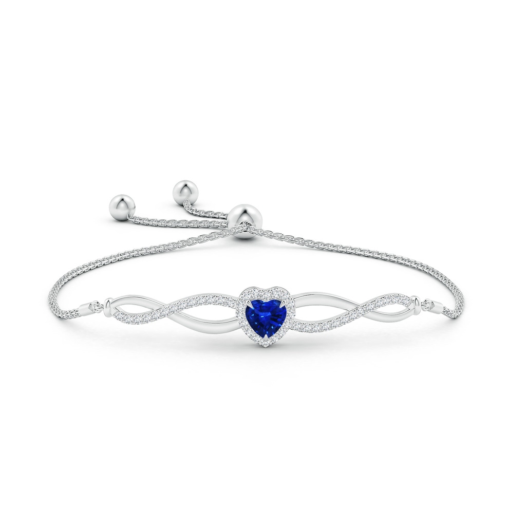 6mm AAAA Heart-Shaped Sapphire Infinity Bolo Bracelet in White Gold Side-1