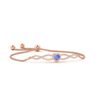 5mm A Heart-Shaped Tanzanite Infinity Bolo Bracelet in Rose Gold