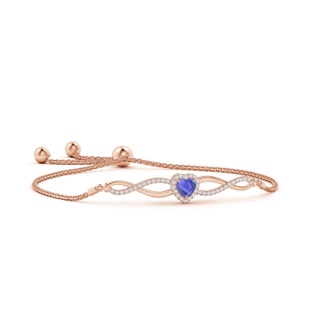 5mm AA Heart-Shaped Tanzanite Infinity Bolo Bracelet in Rose Gold