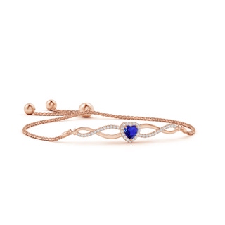 5mm AAAA Heart-Shaped Tanzanite Infinity Bolo Bracelet in Rose Gold