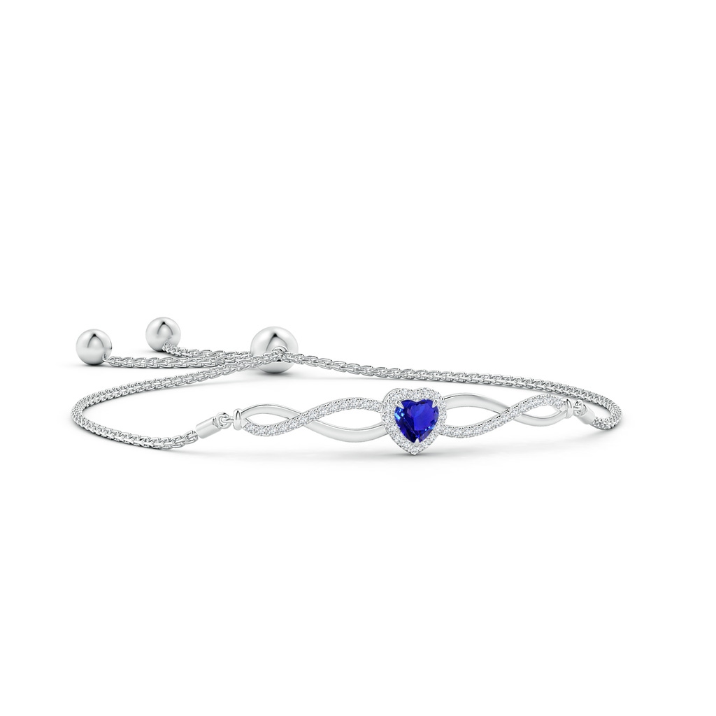 5mm AAAA Heart-Shaped Tanzanite Infinity Bolo Bracelet in White Gold