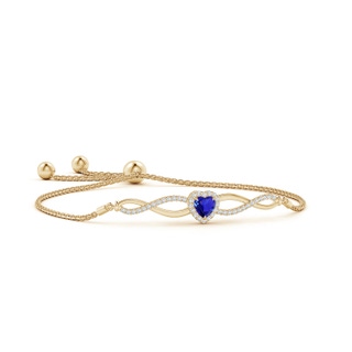 5mm AAAA Heart-Shaped Tanzanite Infinity Bolo Bracelet in Yellow Gold