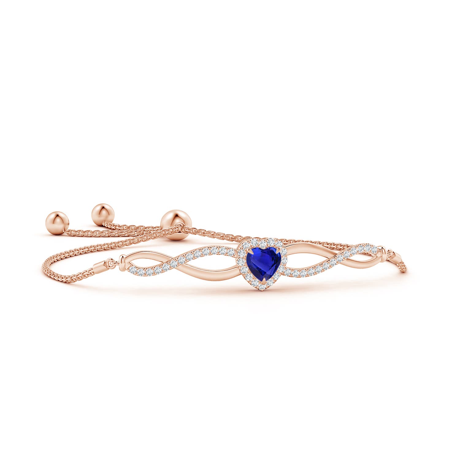 6mm AAA Heart-Shaped Tanzanite Infinity Bolo Bracelet in Rose Gold