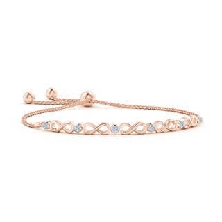 2.5mm AA Bezel-Set Aquamarine Infinity Bolo Bracelet in Rose Gold