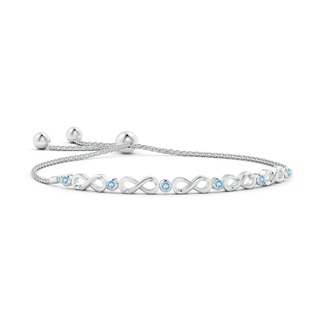 2.5mm AAA Bezel-Set Aquamarine Infinity Bolo Bracelet in White Gold