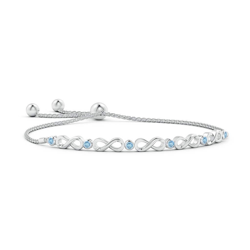 2.5mm AAAA Bezel-Set Aquamarine Infinity Bolo Bracelet in White Gold