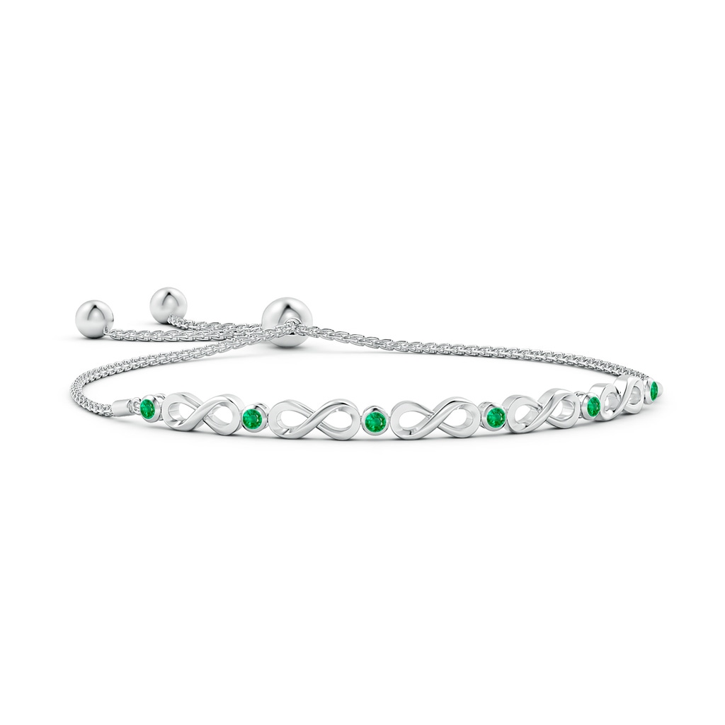 2.5mm AAA Bezel-Set Emerald Infinity Bolo Bracelet in White Gold