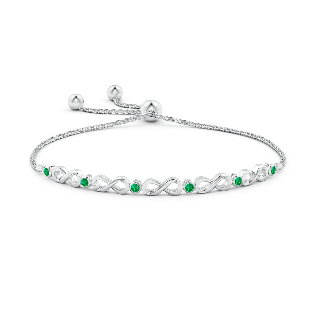 2.5mm AAA Bezel-Set Emerald Infinity Bolo Bracelet in White Gold Side-1