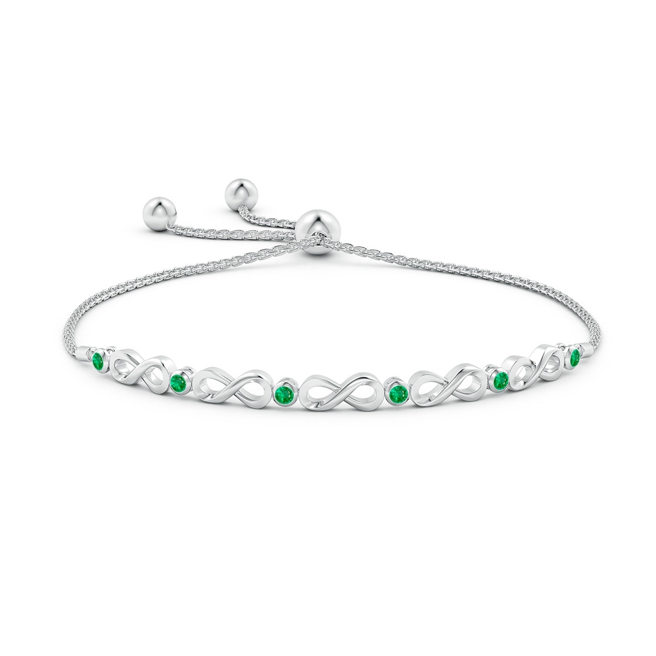 2.5mm AAA Bezel-Set Emerald Infinity Bolo Bracelet in White Gold side-1