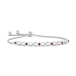 2.5mm AAA Bezel-Set Garnet Infinity Bolo Bracelet in White Gold