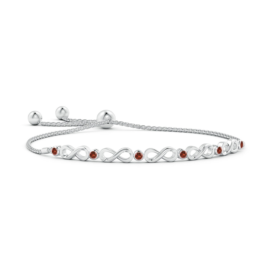 2.5mm AAA Bezel-Set Garnet Infinity Bolo Bracelet in White Gold 