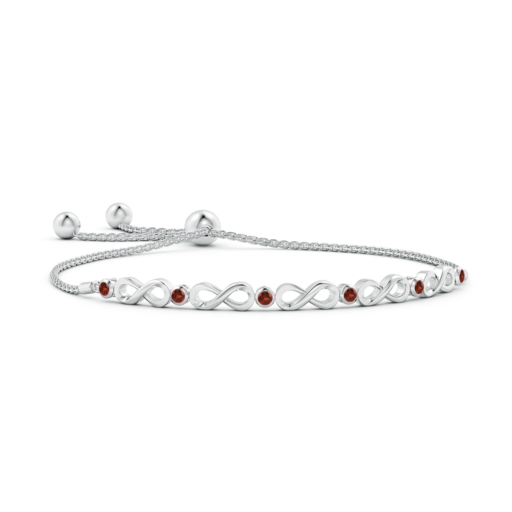 2.5mm AAAA Bezel-Set Garnet Infinity Bolo Bracelet in White Gold