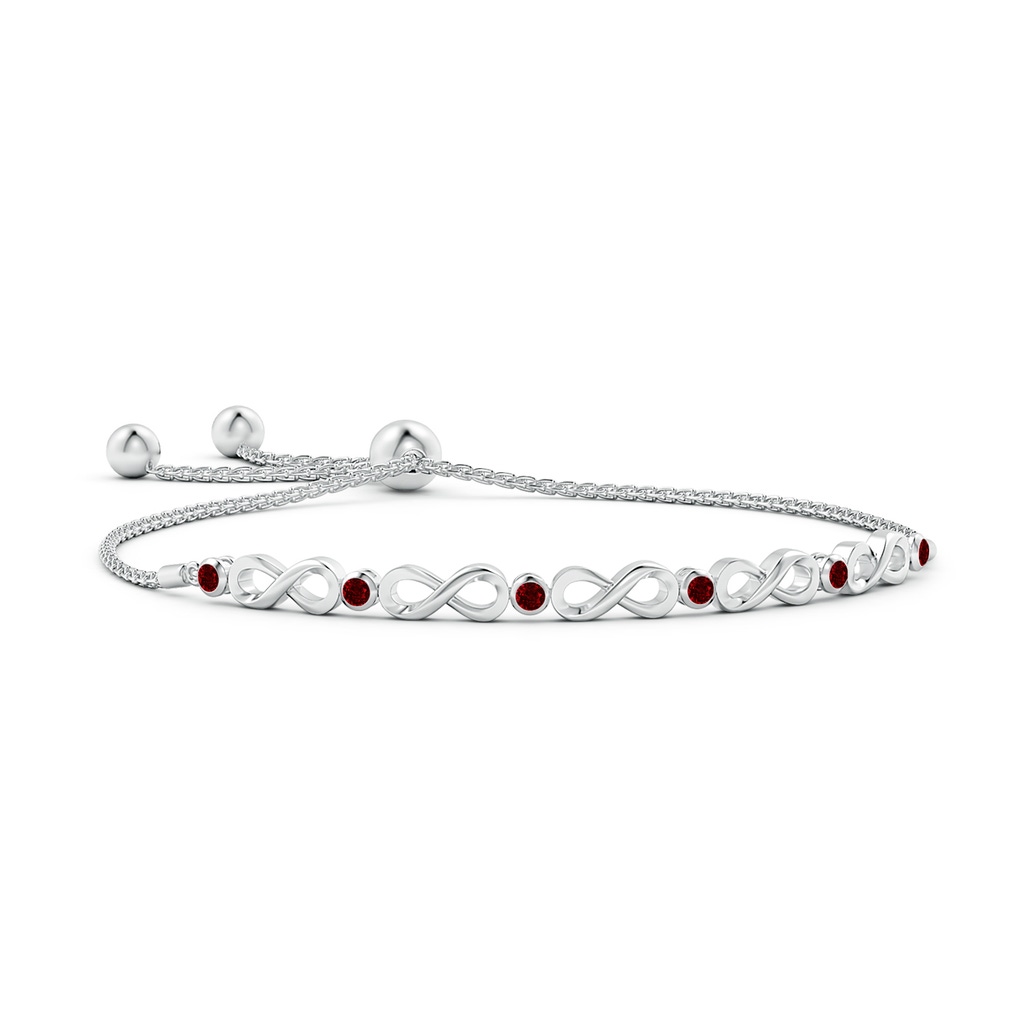 2.5mm AAAA Bezel-Set Ruby Infinity Bolo Bracelet in White Gold