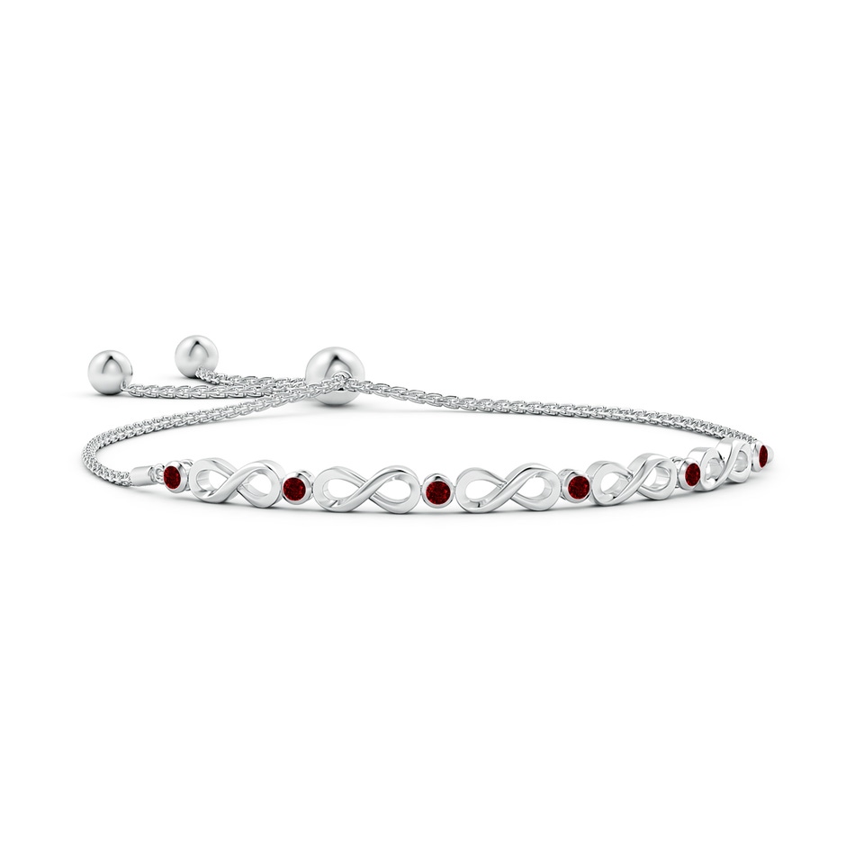 2.5mm AAAA Bezel-Set Ruby Infinity Bolo Bracelet in White Gold 