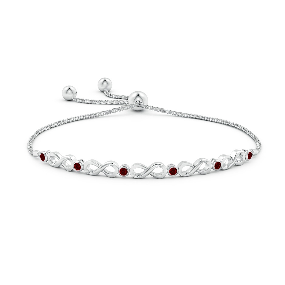 2.5mm AAAA Bezel-Set Ruby Infinity Bolo Bracelet in White Gold side-1