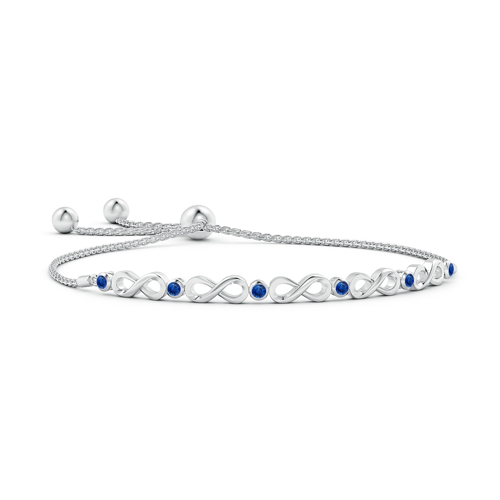 2.5mm AAA Bezel-Set Sapphire Infinity Bolo Bracelet in White Gold