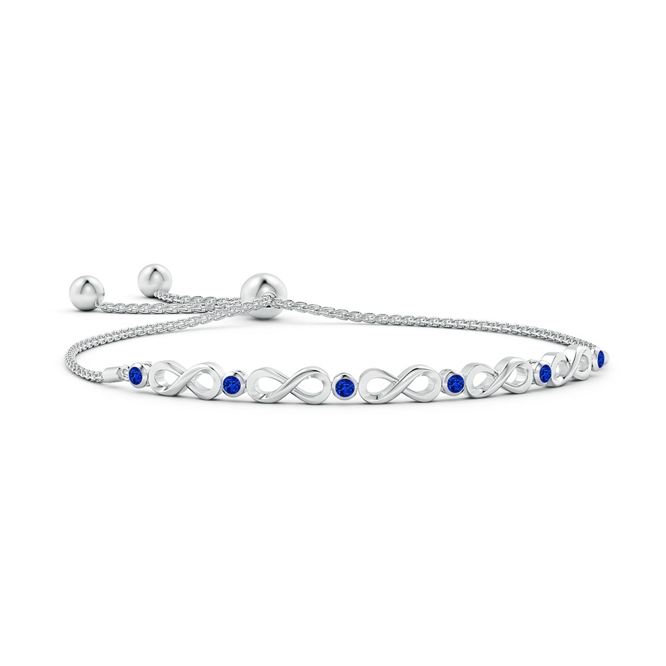 2.5mm AAAA Bezel-Set Sapphire Infinity Bolo Bracelet in White Gold 