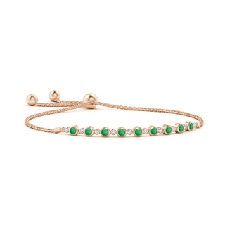 2.9mm A Alternate Bezel-Set Emerald and Diamond Bolo Bracelet in Rose Gold