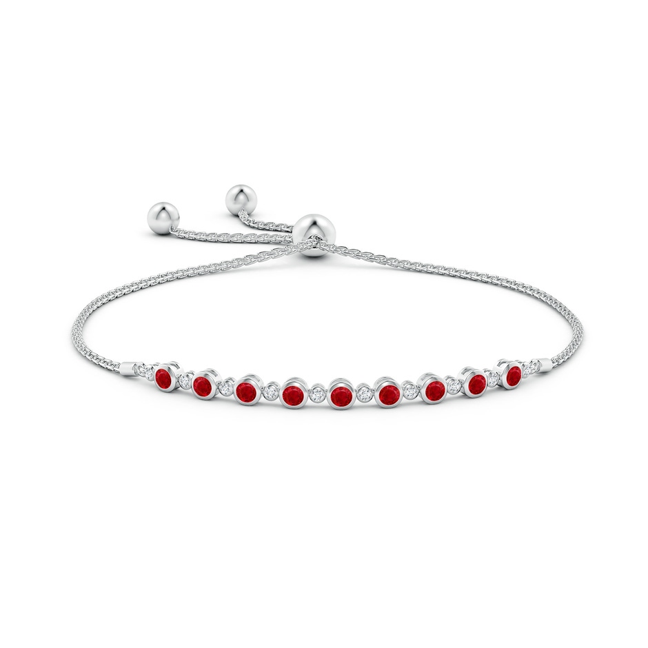 2.9mm AAA Alternate Bezel-Set Ruby and Diamond Bolo Bracelet in White Gold side-1