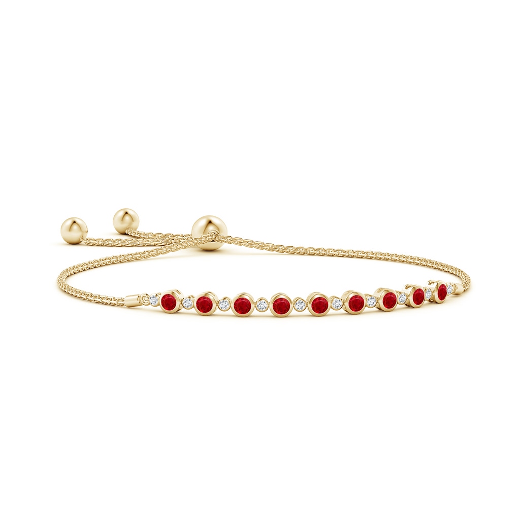 2.9mm AAA Alternate Bezel-Set Ruby and Diamond Bolo Bracelet in Yellow Gold