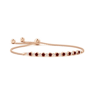 2.9mm AAAA Alternate Bezel-Set Ruby and Diamond Bolo Bracelet in Rose Gold