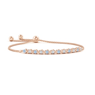 2.8mm AA Alternate Aquamarine and Diamond XO Bolo Bracelet in Rose Gold