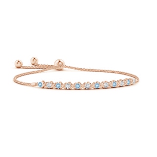 2.8mm AAA Alternate Aquamarine and Diamond XO Bolo Bracelet in Rose Gold