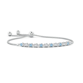 2.8mm AAAA Alternate Aquamarine and Diamond XO Bolo Bracelet in White Gold