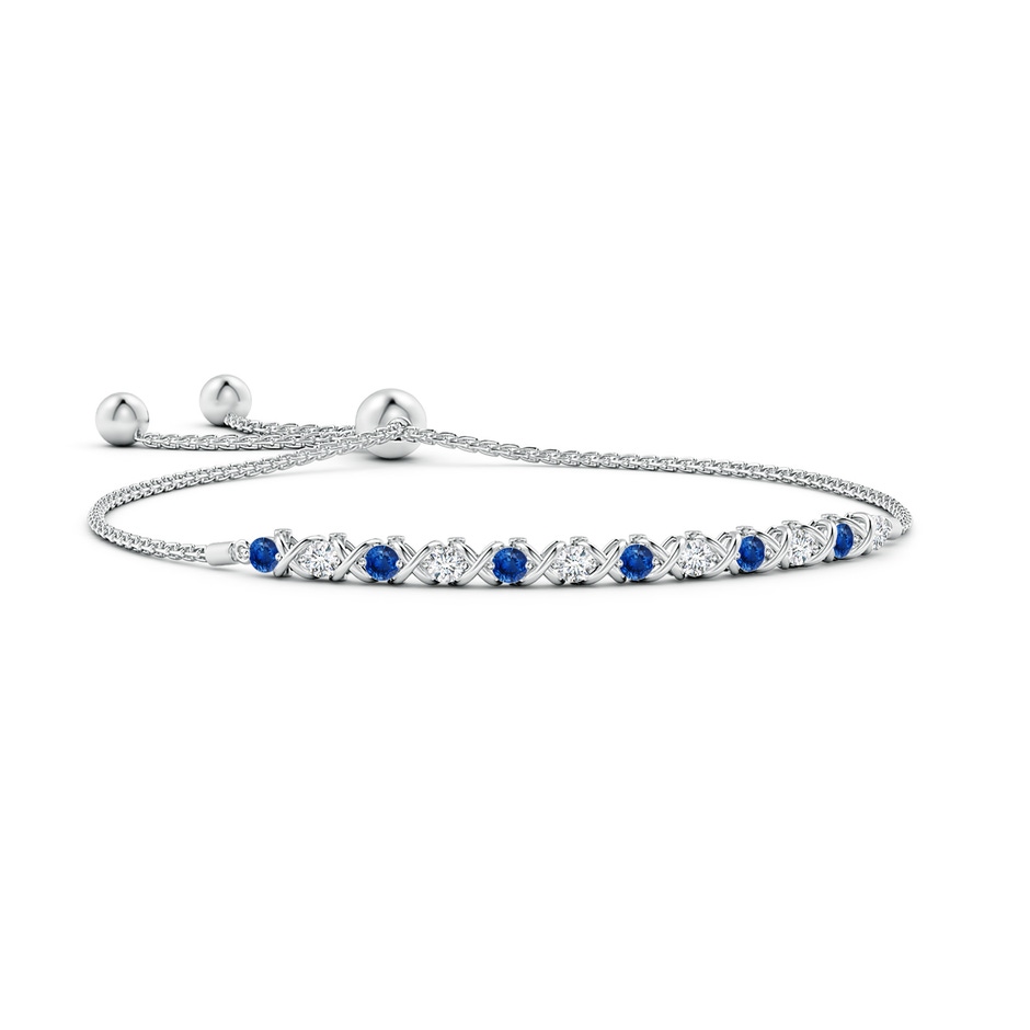 2.8mm AAA Alternate Sapphire and Diamond XO Bolo Bracelet in White Gold 