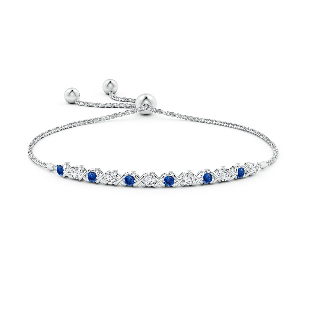 2.8mm AAA Alternate Sapphire and Diamond XO Bolo Bracelet in White Gold Side-1