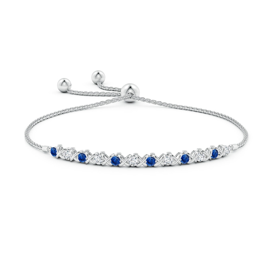 2.8mm AAA Alternate Sapphire and Diamond XO Bolo Bracelet in White Gold side-1