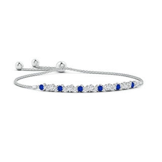 2.8mm Lab-Grown Alternate Sapphire and Diamond XO Bolo Bracelet in White Gold