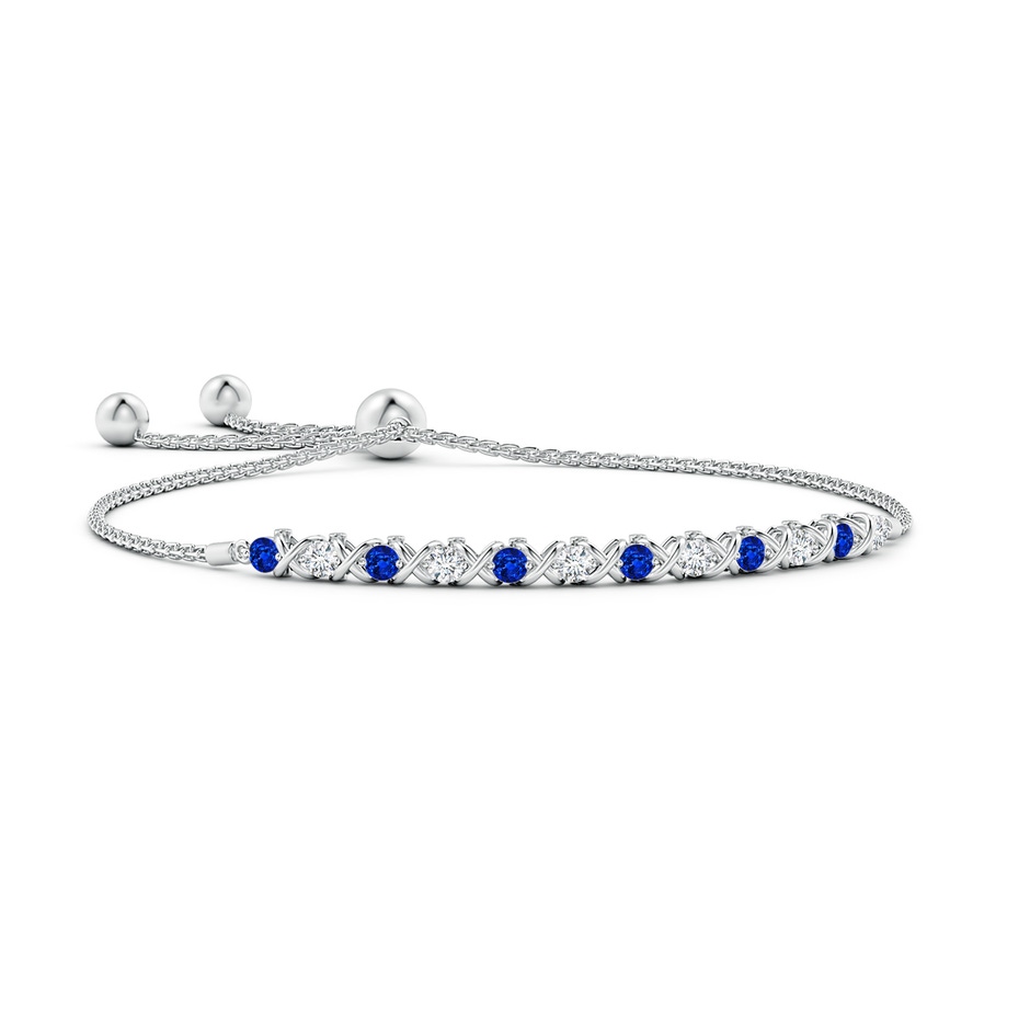 2.8mm AAAA Alternate Sapphire and Diamond XO Bolo Bracelet in White Gold 