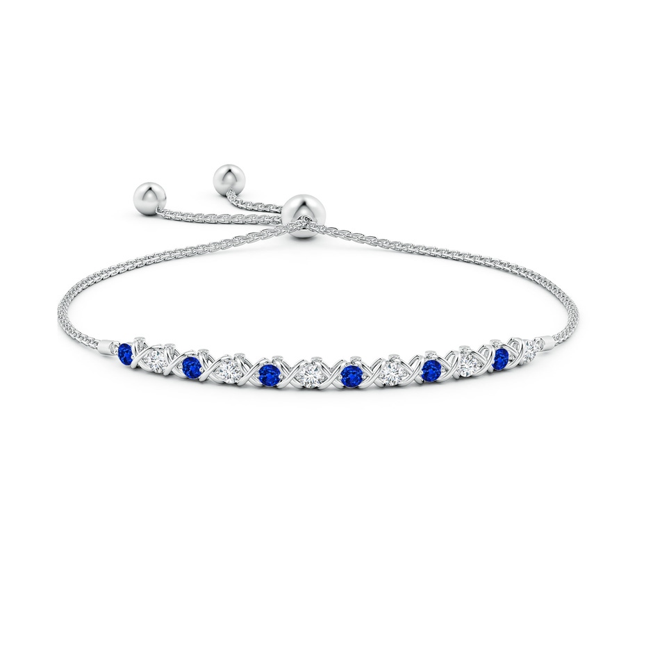 2.8mm Lab-Grown Alternate Sapphire and Diamond XO Bolo Bracelet in White Gold side-1