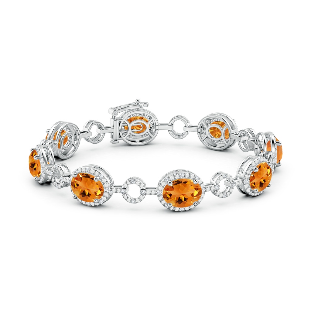 9x7mm AAA Oval Citrine Halo Open Circle Link Bracelet in White Gold Side 199