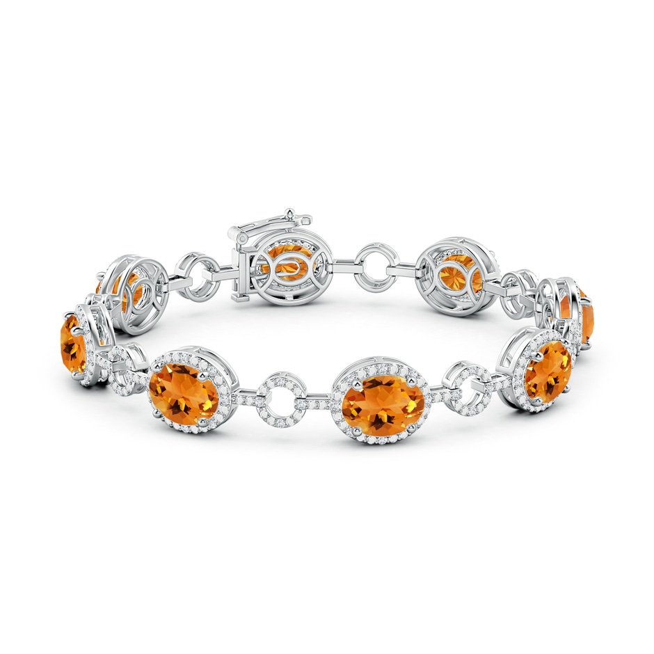 9x7mm AAA Oval Citrine Halo Open Circle Link Bracelet in White Gold side 199