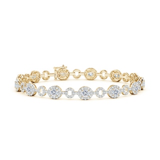 4x3mm GVS2 Oval Diamond Halo Open Circle Link Bracelet in Yellow Gold