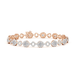 4x3mm HSI2 Oval Diamond Halo Open Circle Link Bracelet in Rose Gold