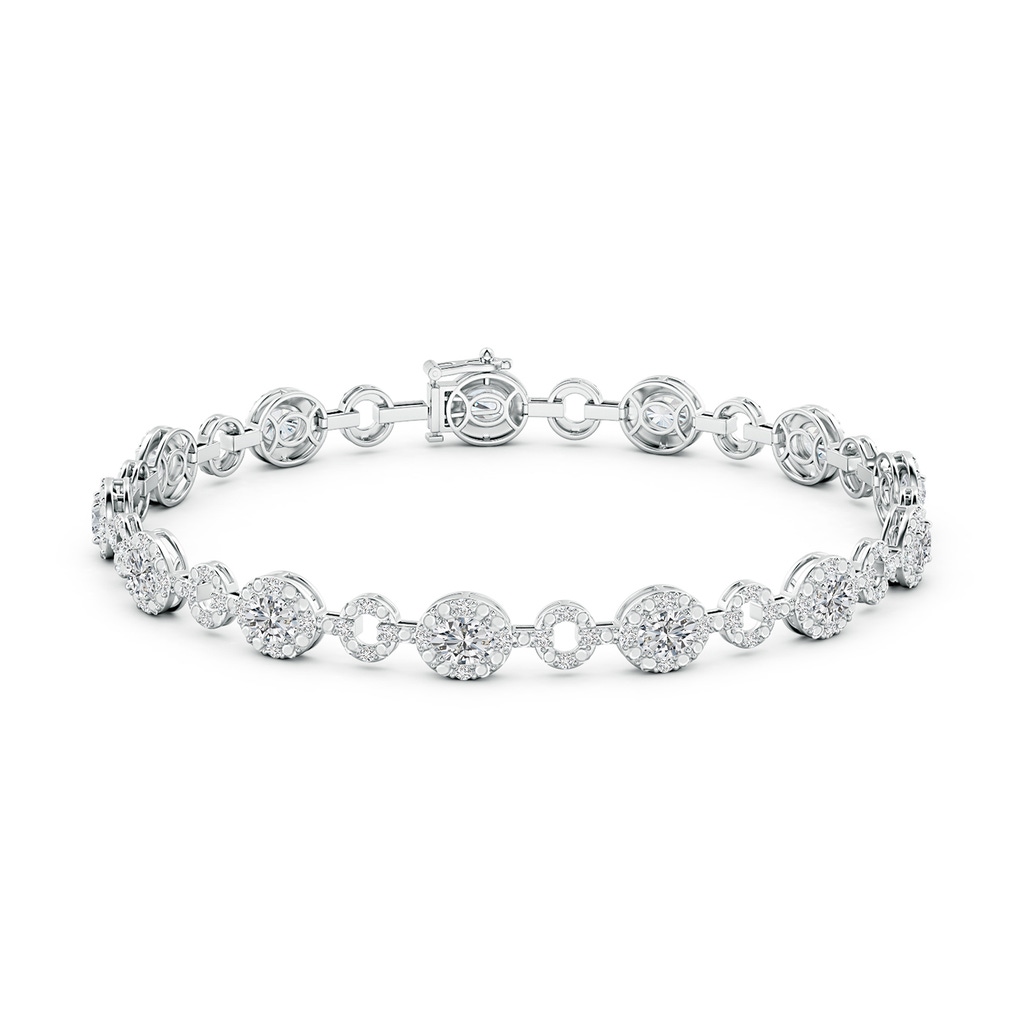 4x3mm HSI2 Oval Diamond Halo Open Circle Link Bracelet in White Gold Side 199