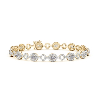 4x3mm IJI1I2 Oval Diamond Halo Open Circle Link Bracelet in Yellow Gold
