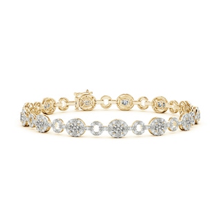 4x3mm KI3 Oval Diamond Halo Open Circle Link Bracelet in 10K Yellow Gold