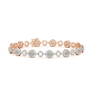 4x3mm KI3 Oval Diamond Halo Open Circle Link Bracelet in Rose Gold