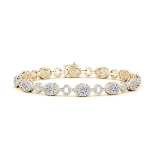 5x3mm HSI2 Oval Diamond Halo Open Circle Link Bracelet in 10K Yellow Gold