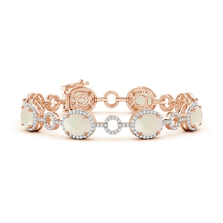 9x7mm A Oval Opal Halo Open Circle Link Bracelet in Rose Gold