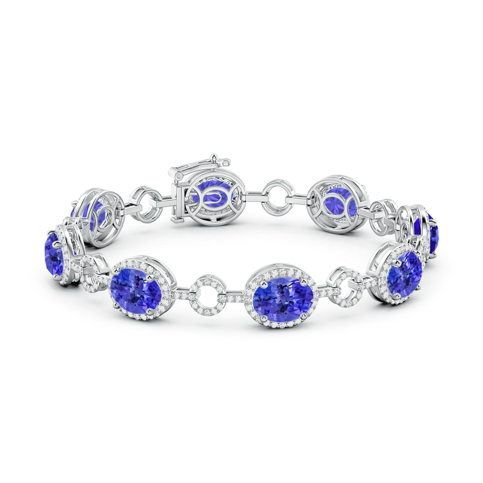 9x7mm AAA Oval Tanzanite Halo Open Circle Link Bracelet in White Gold side 199