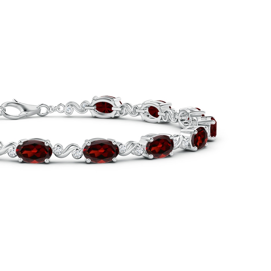 6x4mm AAA Oval Garnet Swirl Bracelet with Bezel Diamonds in White Gold side 1