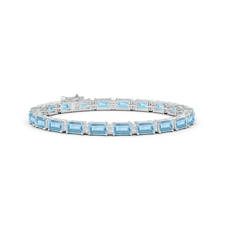 6x4mm AAA Classic Emerald-Cut Aquamarine Bracelet with Diamonds in White Gold 