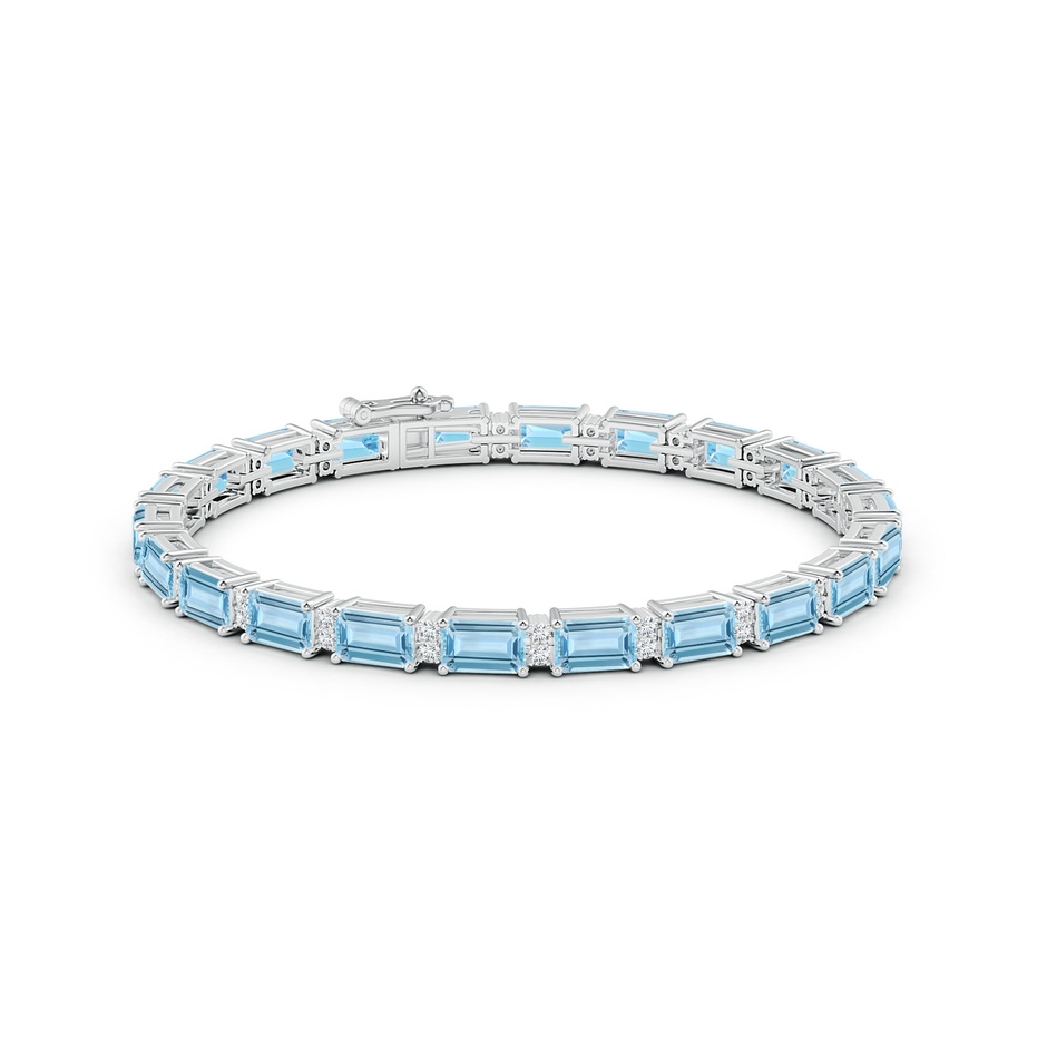 6x4mm AAA Classic Emerald-Cut Aquamarine Bracelet with Diamonds in White Gold side 1