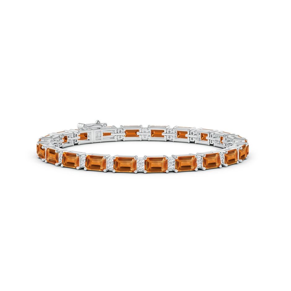 6x4mm AAA Classic Emerald-Cut Citrine Bracelet with Diamonds in White Gold 