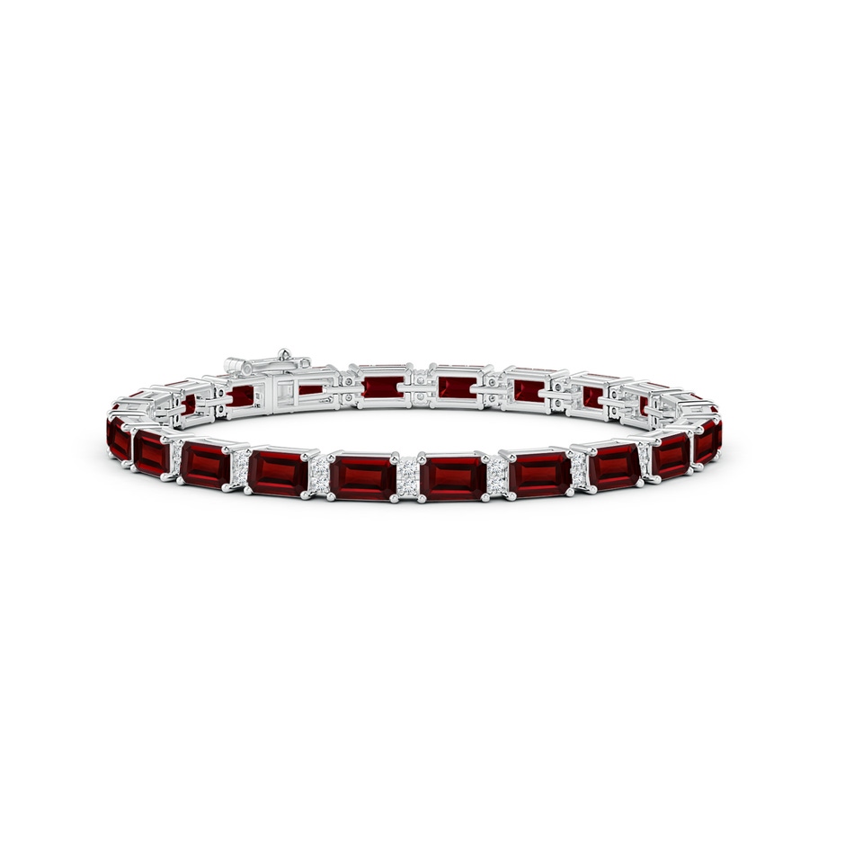 6x4mm AAA Classic Emerald-Cut Garnet Bracelet with Diamonds in White Gold 